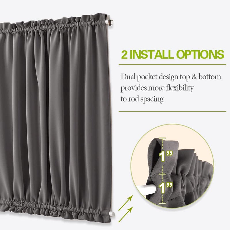 PONY DANCE Gray Door Curtain - Thermal Insulated Rod Pocket Blackout Privacy French Door Panel with Tieback, 54 inch Wide by 72 inch Long, Grey, 1 PC - Image 2